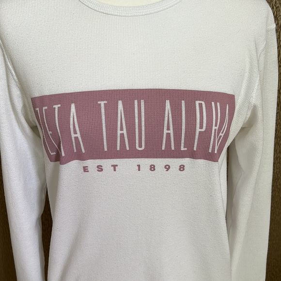 Zeta Tau Alpha ZTA Waffle Weave White Long Sleeve Shirt - Picture 2 of 8